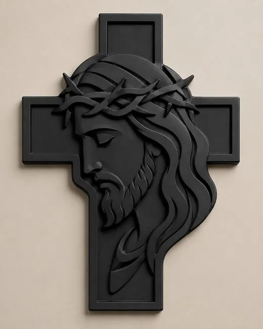 Rostro de Cristo en cruz impreso en 3D